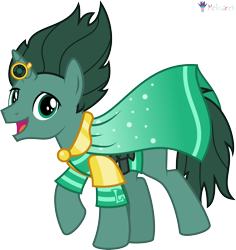 Size: 4000x4230 | Tagged: safe, alternate version, artist:melisareb, part of a set, pony, unicorn, .svg available, absurd resolution, alphabet lore, cape, clothes, crossover, gem, gold, horn, horn ring, l (letter), looking at you, male, open mouth, ponified, raised hoof, ring, shirt, simple background, solo, species swap, stallion, striped shirt, super l, transparent background, vector