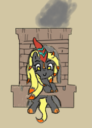 Size: 521x720 | Tagged: safe, artist:wanda, oc, oc:electra pleiades, kirin, chimney, solo