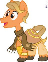 Size: 4000x5125 | Tagged: safe, alternate version, artist:melisareb, part of a set, earth pony, pony, g4, .svg available, absurd resolution, alphabet lore, bracelet, cloak, clothes, crossover, gem, gold, gradient mane, gradient tail, jewelry, leg warmers, male, n, open mouth, raised hoof, simple background, solo, species swap, stallion, super n, tail, transparent background, unshorn fetlocks, vector, ñ