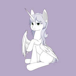 Size: 2000x2000 | Tagged: artist needed, source needed, safe, oc, oc:κασσάνδρα, alicorn, pony, alicorn oc, high res, horn, solo, wings