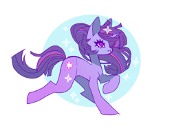 Size: 1002x784 | Tagged: safe, artist:cutesykill, twilight sparkle, pony, unicorn, g4, alternate cutie mark, female, frown, mare, side view, simple background, solo, sparkles, unicorn twilight, white background