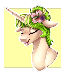 Size: 1316x1532 | Tagged: safe, artist:symphstudio, oc, oc:pear drops, pony, unicorn, bust, female, mare, portrait, solo