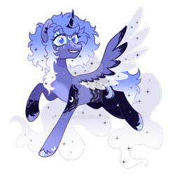 Size: 1280x1280 | Tagged: safe, artist:lynesssan, oc, oc only, oc:lunette, alicorn, pony, colored wings, deviantart watermark, female, mare, multicolored wings, obtrusive watermark, simple background, solo, transparent background, watermark, wings