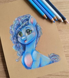 Size: 1801x2048 | Tagged: safe, artist:avui, misty brightdawn, pony, unicorn, g5, my little pony: tell your tale, bust, colored pencil drawing, solo, traditional art