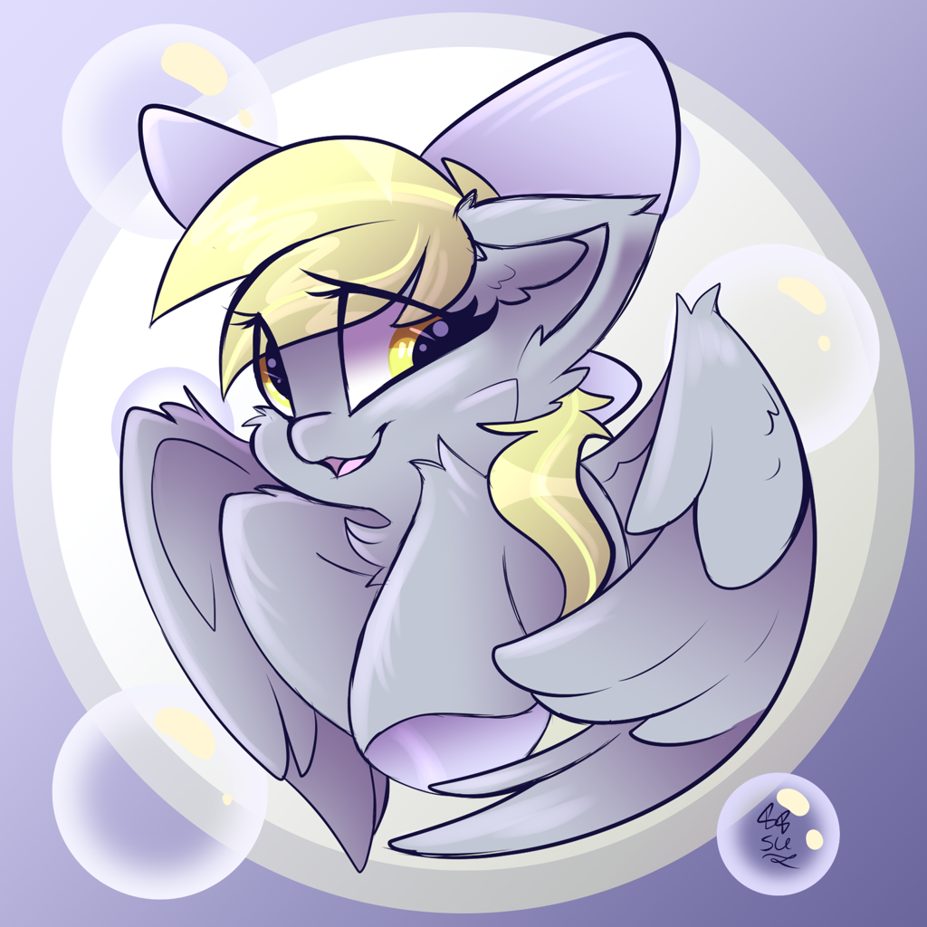 [bow,derpy hooves,female,hair bow,mare,open mouth,pegasus,pony,safe,solo,ear fluff,eye clipping through hair,smiling,cheek fluff,open smile,artist:starcasteclipse]