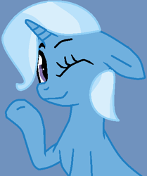 Size: 391x468 | Tagged: safe, artist:jadeharmony, artist:twily-sweetie16, trixie, pony, unicorn, g4, base used, blue background, cute, diatrixes, female, mare, one eye closed, raised hoof, simple background, solo, wink