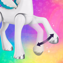 Size: 3000x3000 | Tagged: safe, zipp storm, pegasus, pony, g5, official, gradient background, high res, legs, merchandise, photo, pictures of legs, rainbow background, solo, style of the day, toy
