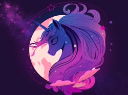 Size: 1366x1024 | Tagged: safe, artist:weithe, princess luna, alicorn, pony, g4, bust, eyes closed, moon, profile, solo