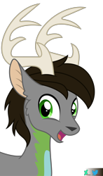 Size: 5500x9384 | Tagged: safe, artist:kuren247, oc, oc only, oc:razoruniboop, deer, antlers, art trade, body markings, bust, green eyes, looking at you, portrait, simple background, solo, transparent background, vector