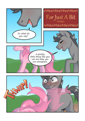 Size: 1280x1817 | Tagged: safe, artist:sinclair2013, oc, oc only, oc:blossom branch, oc:generic grey, pony, unicorn, blushing, comic, duo, implied gay, japanese reading order, male, mare, nudity, sheath, stallion