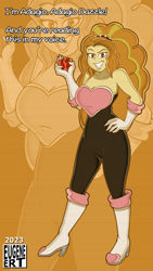 Size: 2160x3840 | Tagged: safe, artist:listartco, adagio dazzle, human, equestria girls, g4, breasts, chaos emerald, clothes, cosplay, costume, crossover, female, grin, high res, kazumi evans, rouge the bat costume, smiling, solo, sonic prime, sonic the hedgehog (series), text, voice actor joke, zoom layer