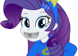 Size: 1024x742 | Tagged: safe, artist:gaggeddude32, rarity, human, equestria girls, g4, gag, png, simple background, solo, tape, tape gag, transparent background, wondercolts uniform