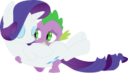 Size: 3575x2042 | Tagged: safe, artist:porygon2z, rarity, spike, dragon, pony, unicorn, g4, bridal carry, carrying, duo, female, high res, holding a pony, male, ship:sparity, shipping, simple background, sleeping, straight, transparent background