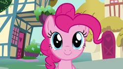 Size: 1280x720 | Tagged: safe, screencap, pinkie pie, earth pony, pony, a friend in deed, g4, season 2, cute, diapinkes, looking at you, smiling, solo