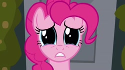 Size: 2560x1440 | Tagged: safe, screencap, pinkie pie, earth pony, pony, a friend in deed, g4, season 2, crying, cute, diapinkes, dilated pupils, looking at you, male, pinkie cry, sad, sadorable, solo