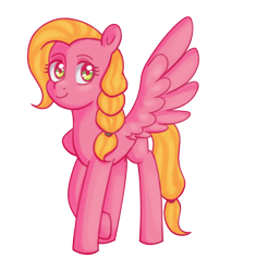 Size: 800x850 | Tagged: safe, artist:shootingstarthepony, oc, oc only, oc:apple lily, pegasus, pony, female, mare, offspring, parent:big macintosh, parent:fluttershy, parents:fluttermac, pegasus oc, simple background, smiling, solo, spread wings, transparent background, wings