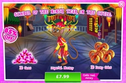 Size: 1961x1293 | Tagged: safe, gameloft, monkey, g4, my little pony: magic princess, advertisement, clothes, costs real money, english, gem, introduction card, lunar new year, mobile game, numbers, sale, solo, text