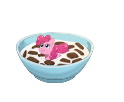 Size: 880x724 | Tagged: safe, artist:solixy406, pinkie pie, earth pony, pony, g4, bowl, cereal, female, food, mare, ponies in food, simple background, solo, white background