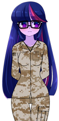 Size: 608x1239 | Tagged: safe, artist:edy_january, artist:zakro, edit, sci-twi, twilight sparkle, human, equestria girls, g4, my little pony equestria girls: better together, camouflage, clothes, free to use, glasses, link in description, marine, marines, military, military uniform, sergeant, sgt.twilight, simple background, soldier, solo, transparent background, uniform, usmc
