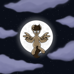 Size: 2000x2000 | Tagged: safe, artist:imlpidimon, oc, oc only, oc:dimon, pegasus, pony, cloud, digital art, high res, moon, sky, solo, stars