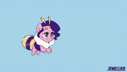 Size: 1920x1080 | Tagged: safe, artist:jewellier, machine learning assisted, pipp petals, bee, bee pony, bumblebee, hybrid, original species, pony, g5, adorapipp, animated, antennae, bee movie, bee movie script, blinking, blue background, bumblebipp, chest fluff, chibi, cute, flying, insect wings, meme, narration, pipp is short, pipp is smol, relaxed, simple background, smol, solo, sound, species swap, tiny, tiny ponies, vhs, webm, wings, youtube link