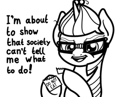 Size: 2047x1634 | Tagged: safe, artist:ewoudcponies, moondancer, pony, unicorn, g4, black and white, female, first world anarchist, grayscale, lineart, monochrome, silica gel, simple background, solo, this will not end well, white background