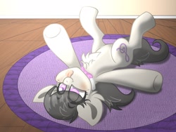 Size: 1600x1200 | Tagged: safe, artist:yourpennypal, octavia melody, earth pony, pony, g4, :p, behaving like a dog, bowtie, chest fluff, cute, female, lying down, mare, octavia's bowtie, on back, solo, tavibetes, tongue out