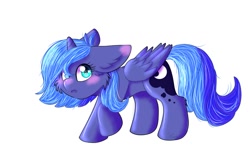 Size: 1500x900 | Tagged: safe, artist:yourpennypal, princess luna, alicorn, pony, g4, female, filly, simple background, solo, white background, woona, younger