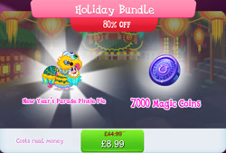 Size: 1268x858 | Tagged: safe, gameloft, pinkie pie, earth pony, pony, g4, my little pony: magic princess, bundle, clothes, costs real money, costume, english, female, lunar new year, magic coins, mare, mobile game, numbers, sale, solo, text