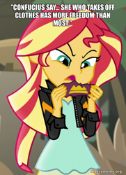 Size: 500x690 | Tagged: safe, edit, edited screencap, screencap, sunset shimmer, human, equestria girls, equestria girls specials, g4, my little pony equestria girls: movie magic, caption, image macro, solo, text