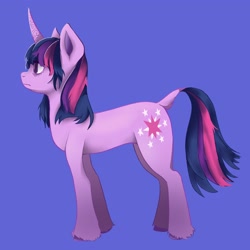 Size: 2048x2048 | Tagged: safe, artist:twilightsparkee, twilight sparkle, pony, unicorn, g4, curved horn, female, high res, horn, leonine tail, solo, tail, unicorn twilight, unshorn fetlocks