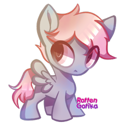 Size: 2500x2500 | Tagged: safe, artist:rottengotika, oc, oc:cotton puff, pegasus, pony, eye clipping through hair, high res, simple background, smol, solo, transparent background