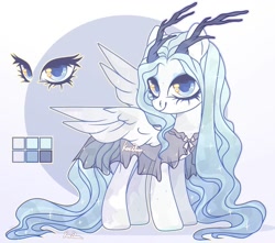Size: 1050x930 | Tagged: safe, artist:koribooo, oc, oc only, pony, antlers, clothes, dress, eyelashes, female, mare, see-through, wings