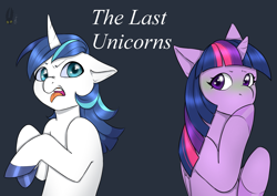 Size: 2039x1446 | Tagged: safe, artist:natt333, shining armor, twilight sparkle, alicorn, pony, unicorn, fanfic:the last unicorns, g4, author:shakespearicles, brother, brother and sister, cover art, disgusted, duo, eyebrows, eyelashes, family, fanfic, fanfic art, fanfic cover, female, fimfiction, green face, hoof over mouth, horn, implied inbreeding, implied incest, inbreeding, incest, infidelity, logo, looking, looking at each other, looking at someone, male, mare, nostrils, open mouth, prince, princess, pupils, royalty, shakespearicles, ship:shiningsparkle, shipping, siblings, signature, simple background, sister, stallion, straight, teeth, text, the last unicorns, tongue out, twicest, twilight sparkle (alicorn), wall of tags, wings, xk-class end-of-the-world scenario