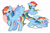 Size: 1280x833 | Tagged: safe, artist:tater, rainbow dash, pegasus, pony, g4, cloud, flying, one eye closed, rainbow trail, raised hoof, simple background, solo, tongue out, white background