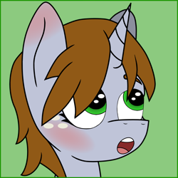Size: 4000x4000 | Tagged: safe, artist:dice-warwick, oc, oc only, oc:littlepip, pony, unicorn, fallout equestria, blushing, bust, ear blush, portrait, shocked, shocked expression, solo