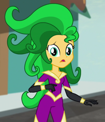 Size: 580x679 | Tagged: safe, screencap, mane-iac, sunset shimmer, human, equestria girls, equestria girls specials, g4, my little pony equestria girls: movie magic, clothes, costume, cropped, solo, wig