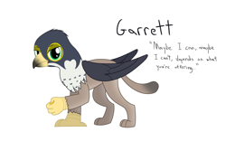 Size: 1500x1000 | Tagged: safe, artist:mightyshockwave, oc, oc only, oc:garrett, griffon, bit, griffon oc, simple background, solo, tack, white background