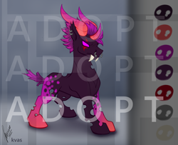 Size: 3697x3000 | Tagged: safe, artist:stirren, oc, changeling, adoptable, collaboration, concave belly, high res, purple changeling, reference sheet