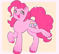 Size: 4096x3724 | Tagged: safe, artist:mortykie, pinkie pie, earth pony, pony, g4, female, mare, open mouth, raised hoof, solo, unshorn fetlocks