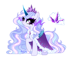 Size: 1600x1308 | Tagged: safe, artist:afterglory, oc, oc only, alicorn, pony, alicorn oc, cloak, clothes, crystal horn, dark magic, female, horn, magic, mare, simple background, solo, transparent background, wings