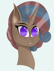 Size: 2940x3840 | Tagged: safe, artist:krymak, oc, oc only, pony, unicorn, female, freckles, high res, mare, simple background, solo