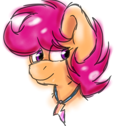 Size: 1834x1946 | Tagged: safe, artist:taeko, scootaloo, pegasus, pony, g4, 2023, alternate hairstyle, bust, female, mare, medal, older, older scootaloo, simple background, sketch, smiling, solo, white background
