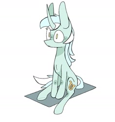 Size: 2017x2139 | Tagged: safe, artist:volchok, lyra heartstrings, pony, unicorn, g4, female, high res, mare, simple background, sitting, solo, white background