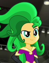 Size: 527x677 | Tagged: safe, screencap, mane-iac, sunset shimmer, human, equestria girls, equestria girls specials, g4, my little pony equestria girls: movie magic, clothes, costume, cropped, solo, wig