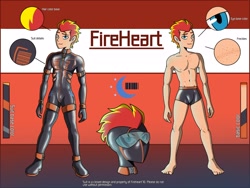 Size: 2500x1875 | Tagged: safe, artist:devillustart, oc, oc:fireheart(fire), human, equestria girls, g4, barely pony related, clothes, fireheart76's latex suit design, gloves, humanized, humanized oc, latex, latex boots, latex gloves, latex mask, latex suit, male, prisoners of the moon, reference sheet, rubber, rubber suit, solo
