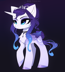 Size: 2094x2323 | Tagged: safe, artist:red_tsukini, oc, oc only, pony, unicorn, commission, female, high res, horn, magical lesbian spawn, mare, offspring, parent:princess luna, parent:rarity, parents:rariluna, signature, solo, unicorn oc