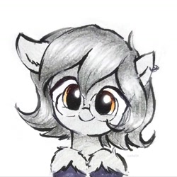 Size: 1575x1575 | Tagged: safe, artist:liaaqila, oc, oc only, oc:blinkcore, pegasus, pony, ear piercing, glasses, head tilt, orange eyes, piercing, round glasses, simple background, smiling, solo, traditional art, unshorn fetlocks, white background