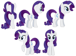 Size: 4961x3661 | Tagged: safe, artist:culu-bluebeaver, rarity, pony, unicorn, g4, butt, digital, digital art, horn, plot, png, reference, reference sheet, simple background, smiling, transparent, transparent background, vector, vector trace