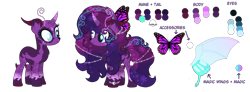 Size: 5000x1830 | Tagged: safe, artist:moonfluffysnow, oc, oc only, oc:moonfluffysnow, butterfly, dragon, hybrid, pony, unicorn, wolf, base used, blue, cyan, moon, pink, purple, redesign, simple background, snow, snowflake, solo, transparent background, white
